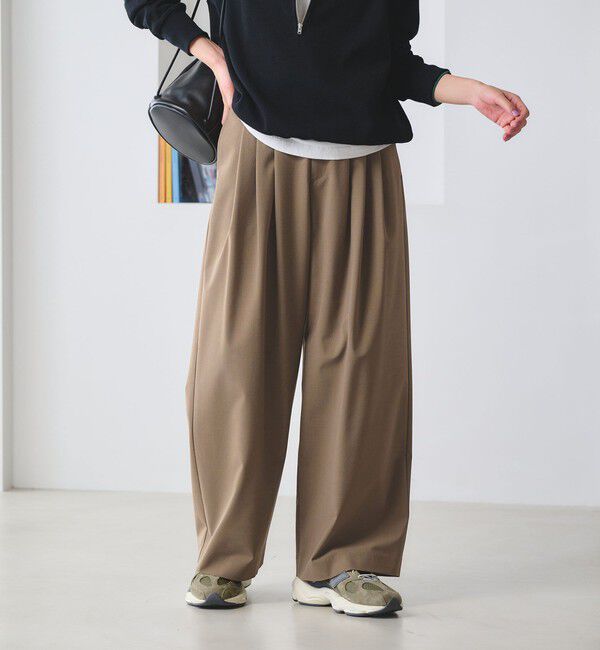 BEAUTY&YOUTH UNITED ARROWS「毛ポリエステルブレンド ワイドタックパンツ 防シワ ウォッシャブル」|その他|