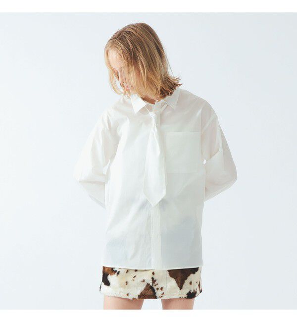 Ray BEAMS 「ネクタイ セット ビッグシャツ」|シャツ・ブラウス|WHITE