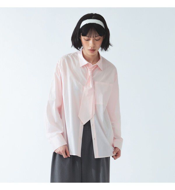 Ray BEAMS 「ネクタイ セット ビッグシャツ」|シャツ・ブラウス|PINK