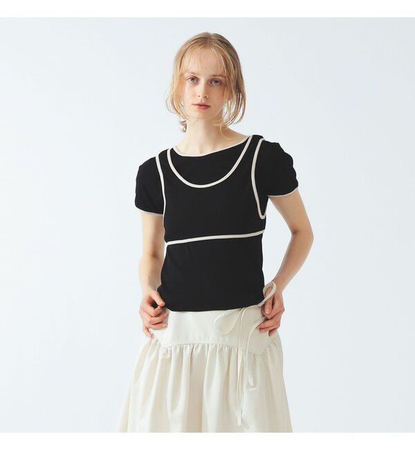 Ray BEAMS 「パイピング タンクトップ レイヤー Tシャツ」|Tシャツ・カットソー|BLACK