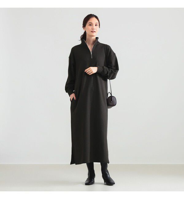 Demi-Luxe BEAMS 「【別注】SLOANE / 裏毛 ハーフジップ ワンピース」|ワンピース|別注DARK_OLIVE