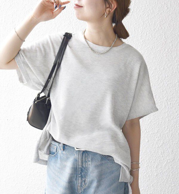 SHIPS any「SHIPS any:〈洗濯機可能〉ワッフル ワイド TEE」|Tシャツ・カットソー|ライトグレー系1