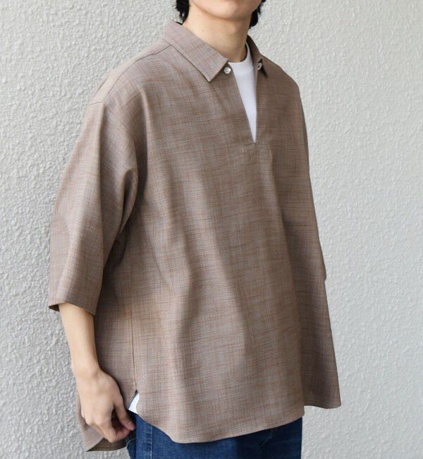 SHIPS any「SHIPS any:〈UVカット〉FUTURE LINEN CANVAS リネンライク スキッパー プルオーバーシャツ◇」|シャツ・ブラウス|