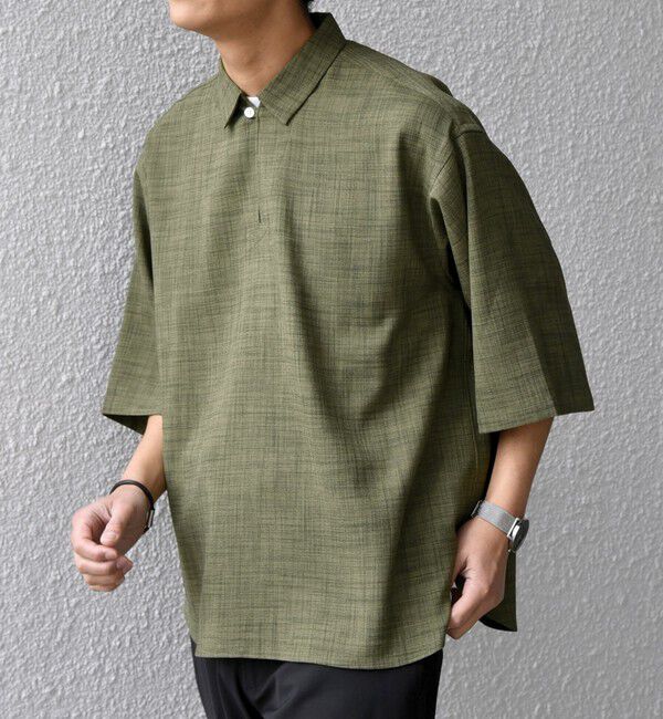 SHIPS any「SHIPS any:〈UVカット〉FUTURE LINEN CANVAS リネンライク スキッパー プルオーバーシャツ◇」|シャツ・ブラウス|