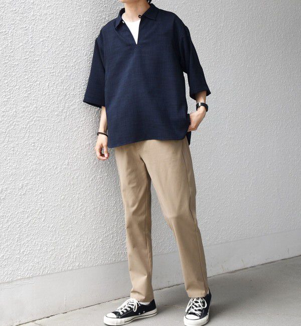 SHIPS any「SHIPS any:〈UVカット〉FUTURE LINEN CANVAS リネンライク スキッパー プルオーバーシャツ◇」|シャツ・ブラウス|