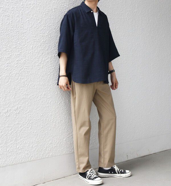 SHIPS any「SHIPS any:〈UVカット〉FUTURE LINEN CANVAS リネンライク スキッパー プルオーバーシャツ◇」|シャツ・ブラウス|