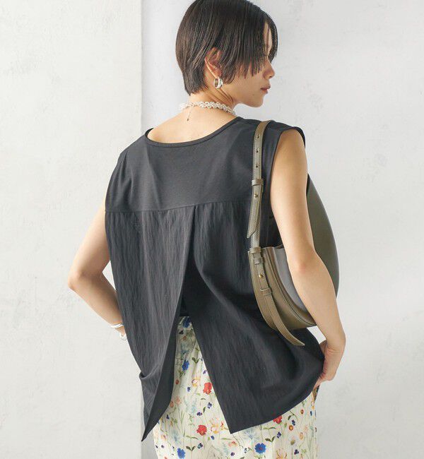 SHIPS for women「【実力派ベーシック】〈手洗い可能〉レーヨン ナイロン 深 ベンツ ノースリーブ プルオーバー」|Tシャツ・カットソー|