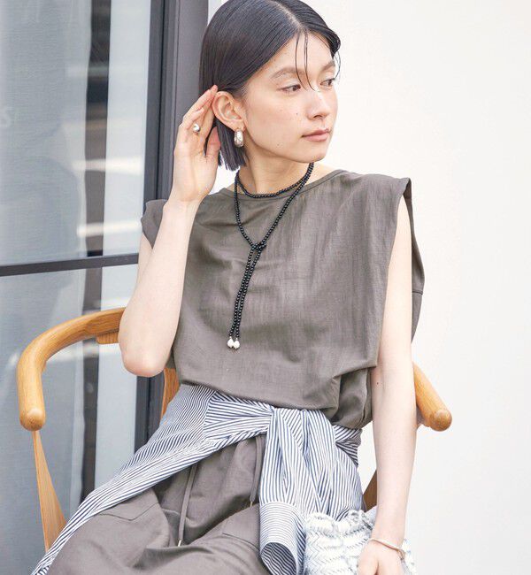 SHIPS for women「【実力派ベーシック】〈手洗い可能〉レーヨン ナイロン 深 ベンツ ノースリーブ プルオーバー」|Tシャツ・カットソー|