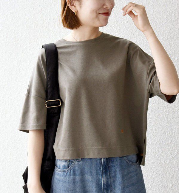 SHIPS any「SHIPS any:〈手洗い可能〉リバークロス ハーフ スリーブ ワイド TEE」|Tシャツ・カットソー|