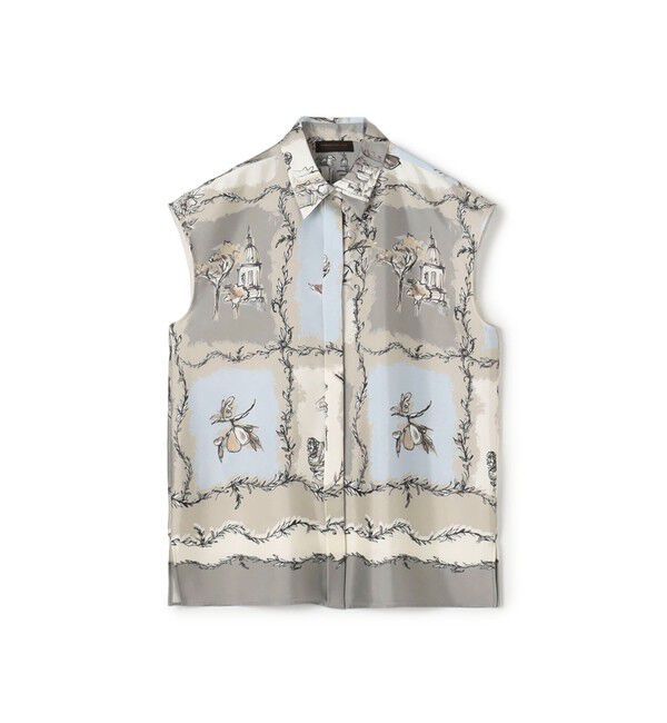 TOMORROWLAND collection「ローマプリント フレンチスリーブブラウス」|シャツ・ブラウス|42 ライトベージュ系