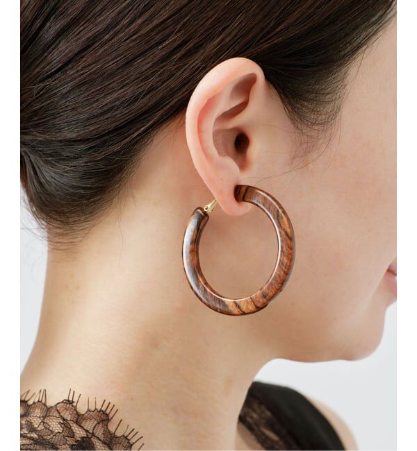 VERMEIL par iena「FRANCINE BRAMLI フランシーヌ ブラムリ フープピアス 50c」|ピアス|ブラウン