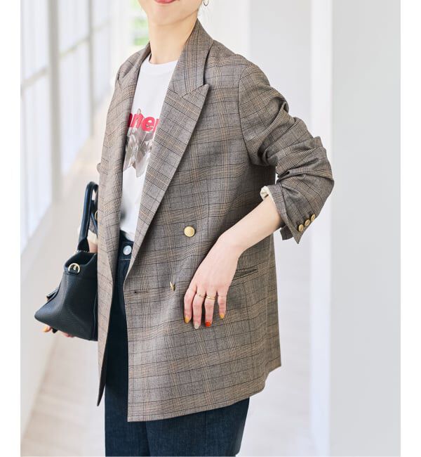Spick and Span「《セットアップ可》ウールブレンドグレンチェックジャケット」|テーラードジャケット|