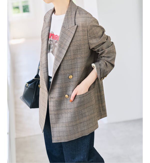 Spick and Span「《セットアップ可》ウールブレンドグレンチェックジャケット」|テーラードジャケット|