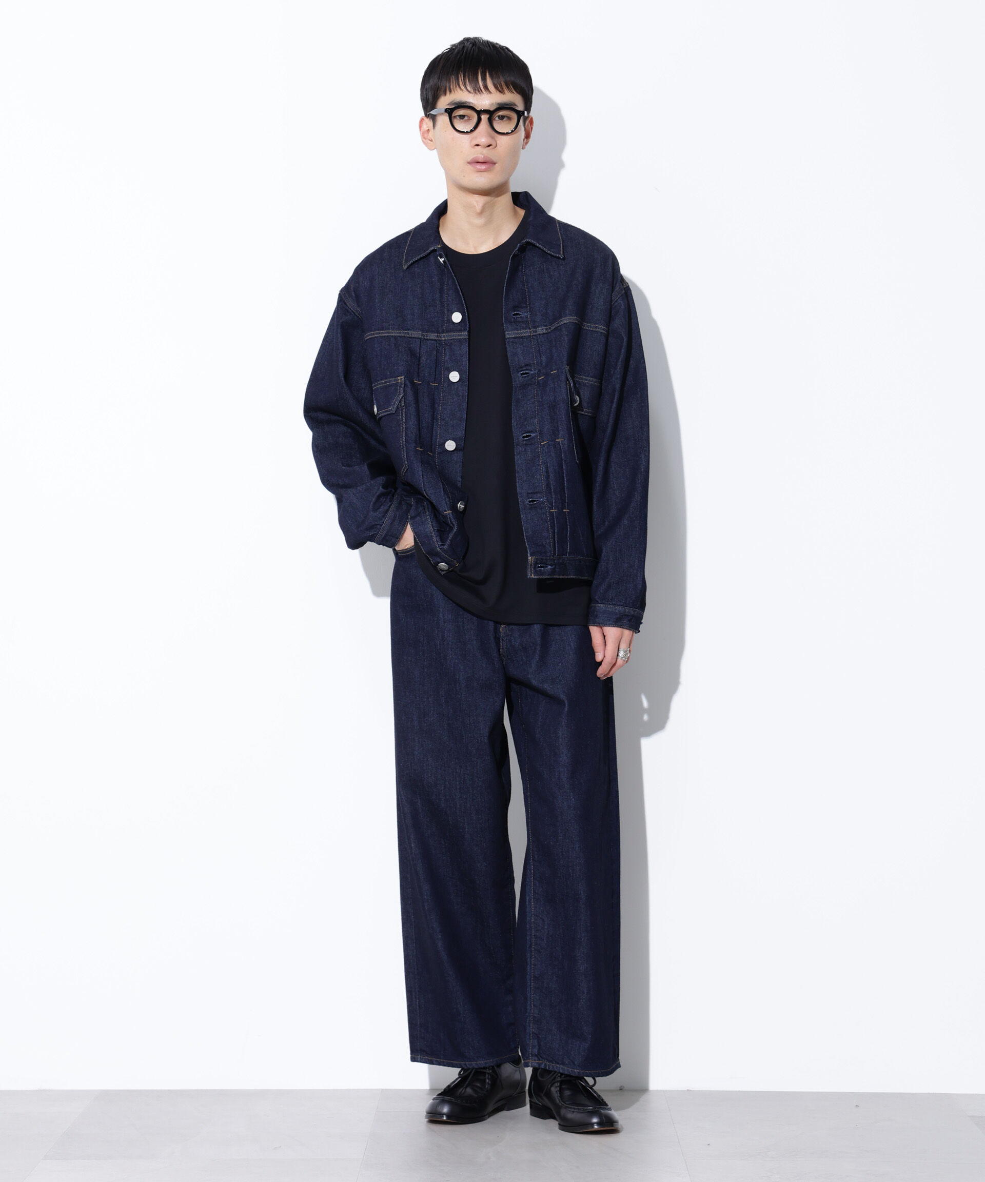 nano･universe「AUTHENコラボ SILKNIZED DENIM ワイドレッグ(セットアップ可)」|チノ|