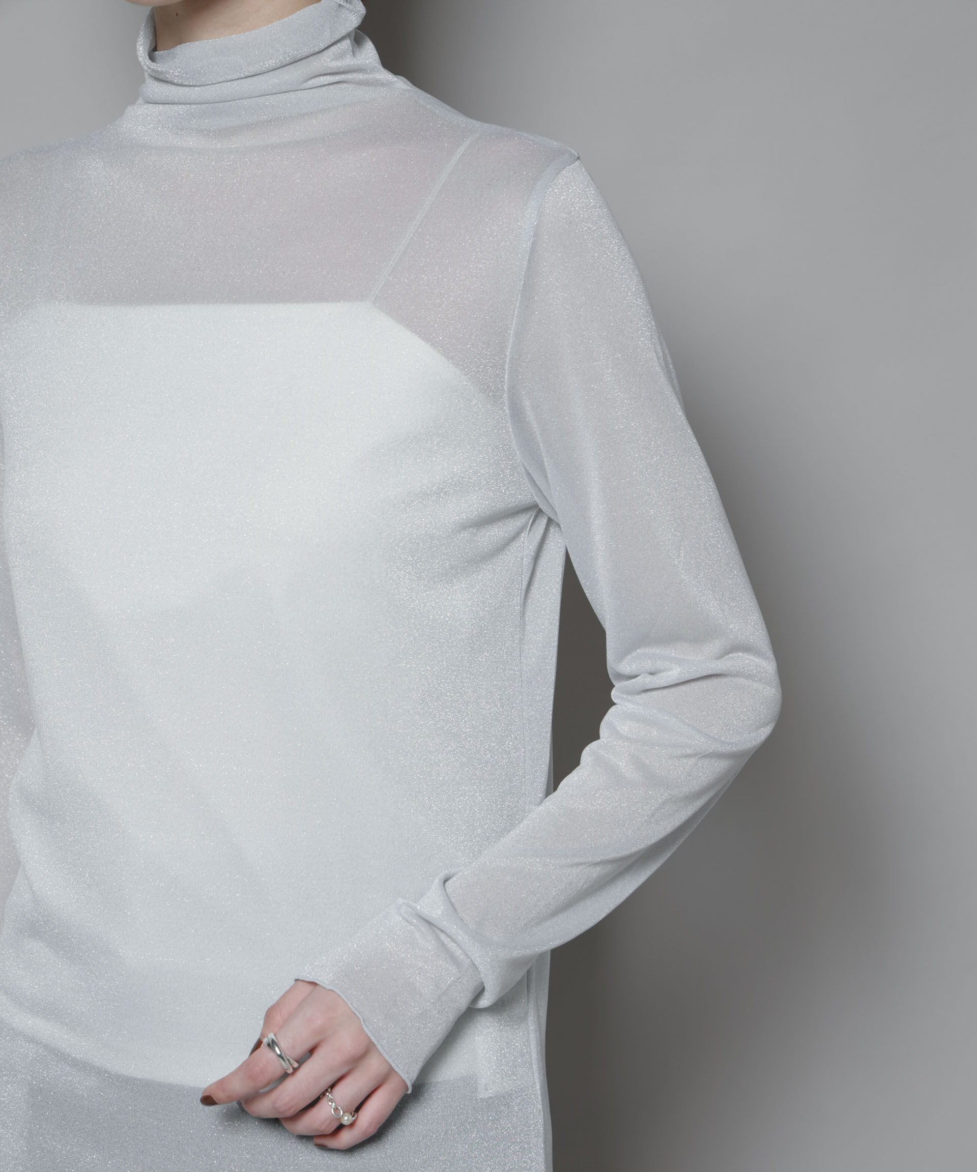 NANO universe「ラメシアータートルカットトップス」|Tシャツ・カットソー|