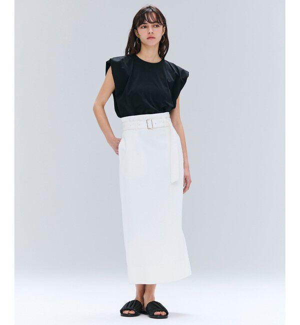 BEIGE,「【洗える・Oggi ８月号掲載】NAVIGLIO / ベルト付きハイウエストデニムスカート」|スカート|