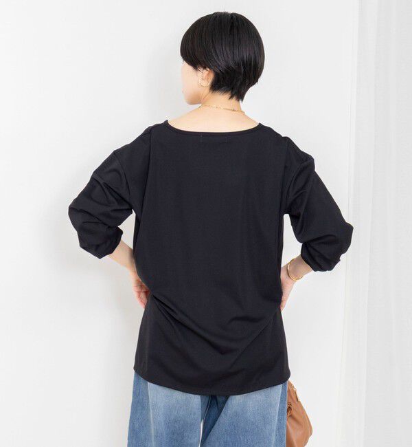 Rie Miller「《UVカット/接触冷感/防シワ》ウォッシャブルツイストスリーブプルオーバー」|Tシャツ・カットソー|