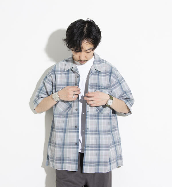 GLOSTER「【PENDLETON/ペンドルトン】オープンカラーシャツ 半袖シャツ 刺繍 ワンポイント チェック」|シャツ・ブラウス|