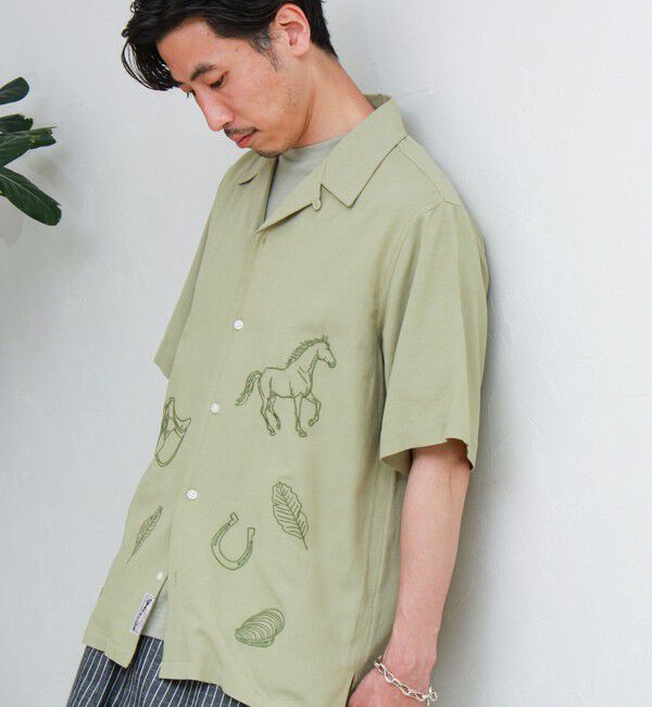 GLOSTER「【GEVACO/ゲバコ】刺繍オープンカラーシャツ」|シャツ・ブラウス|