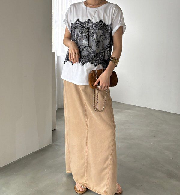  「レースドッキングTEE」|Tシャツ・カットソー|