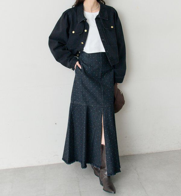  「デニム切替マーメイドスカート」|スカート|