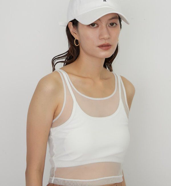  「【earthy_/アーシー】カップ付きチュールタンク」|Tシャツ・カットソー|