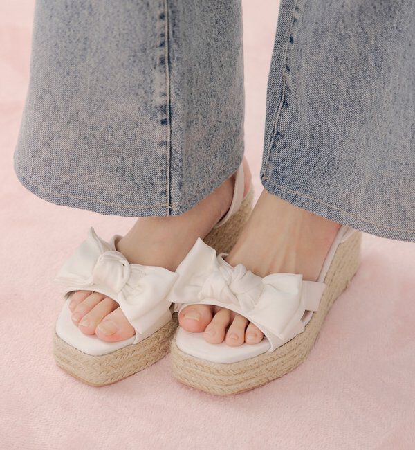  「厚底ジュートリボンサンダル」|サンダル|ホワイト