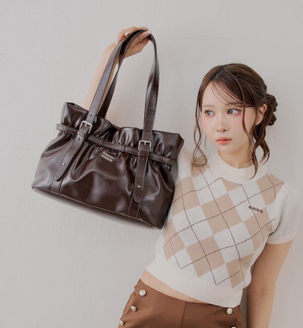  「ギャザーデザインベルトトートバッグ」|トートバッグ|