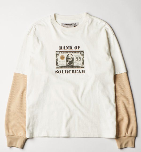  「【Sourcream/UINSEX】マルクス紙幣レイヤードワッフルトップス」|Tシャツ・カットソー|