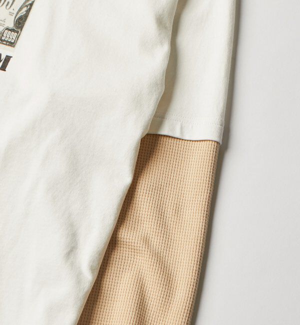  「【Sourcream/UINSEX】マルクス紙幣レイヤードワッフルトップス」|Tシャツ・カットソー|