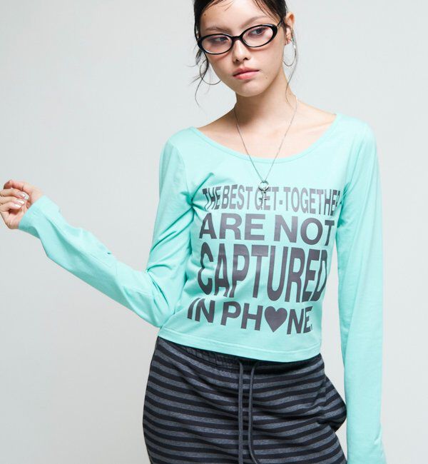  「【WEB限定】メッセージL/Sトップス」|Tシャツ・カットソー|