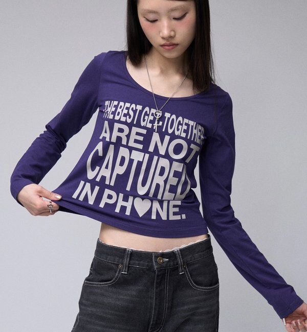 「【WEB限定】メッセージL/Sトップス」|Tシャツ・カットソー|
