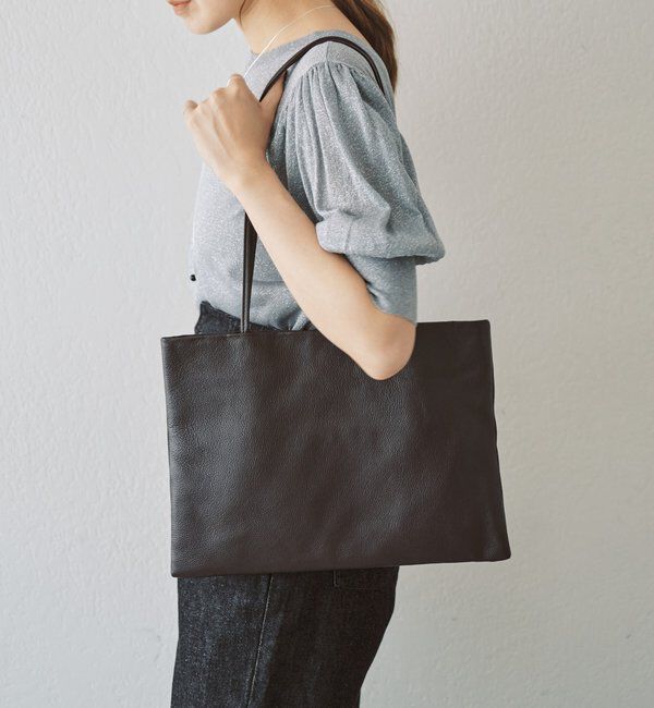  「【ポーチ付き/A4収納可】レザープレーンBAG」|トートバッグ|