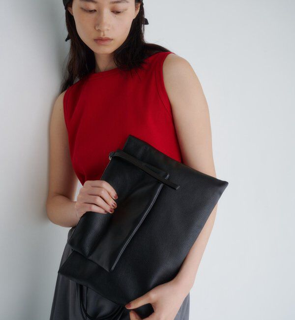  「【ポーチ付き/A4収納可】レザープレーンBAG」|トートバッグ|ブラック