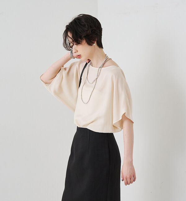 Rouge vif「【セットアップ対応】キュプラフィブリルアシンメトリーブラウス」|シャツ・ブラウス|
