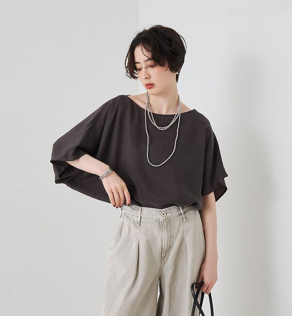 Rouge vif「【セットアップ対応】キュプラフィブリルアシンメトリーブラウス」|シャツ・ブラウス|