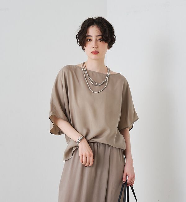 Rouge vif「【セットアップ対応】キュプラフィブリルアシンメトリーブラウス」|シャツ・ブラウス|