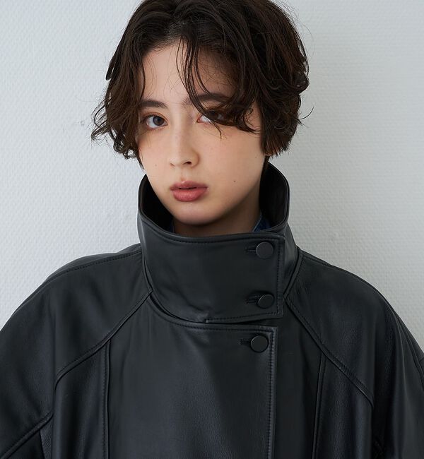 Rouge vif「ラムレザースタンドカラーブルゾン」|ブルゾン・スタジャン|