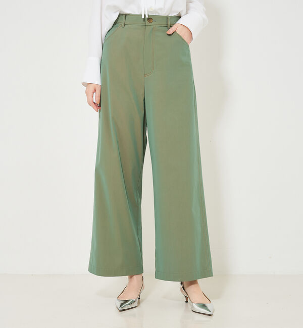 qualite「シャンブレーチノストレートパンツ」|その他|カーキ
