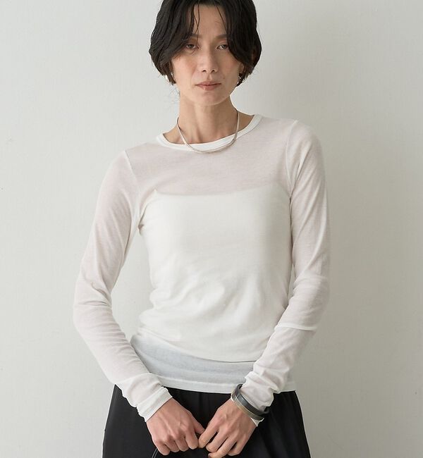 qualite「【接触冷感素材】ストレッチフライスカットソー」|Tシャツ・カットソー|オフホワイト