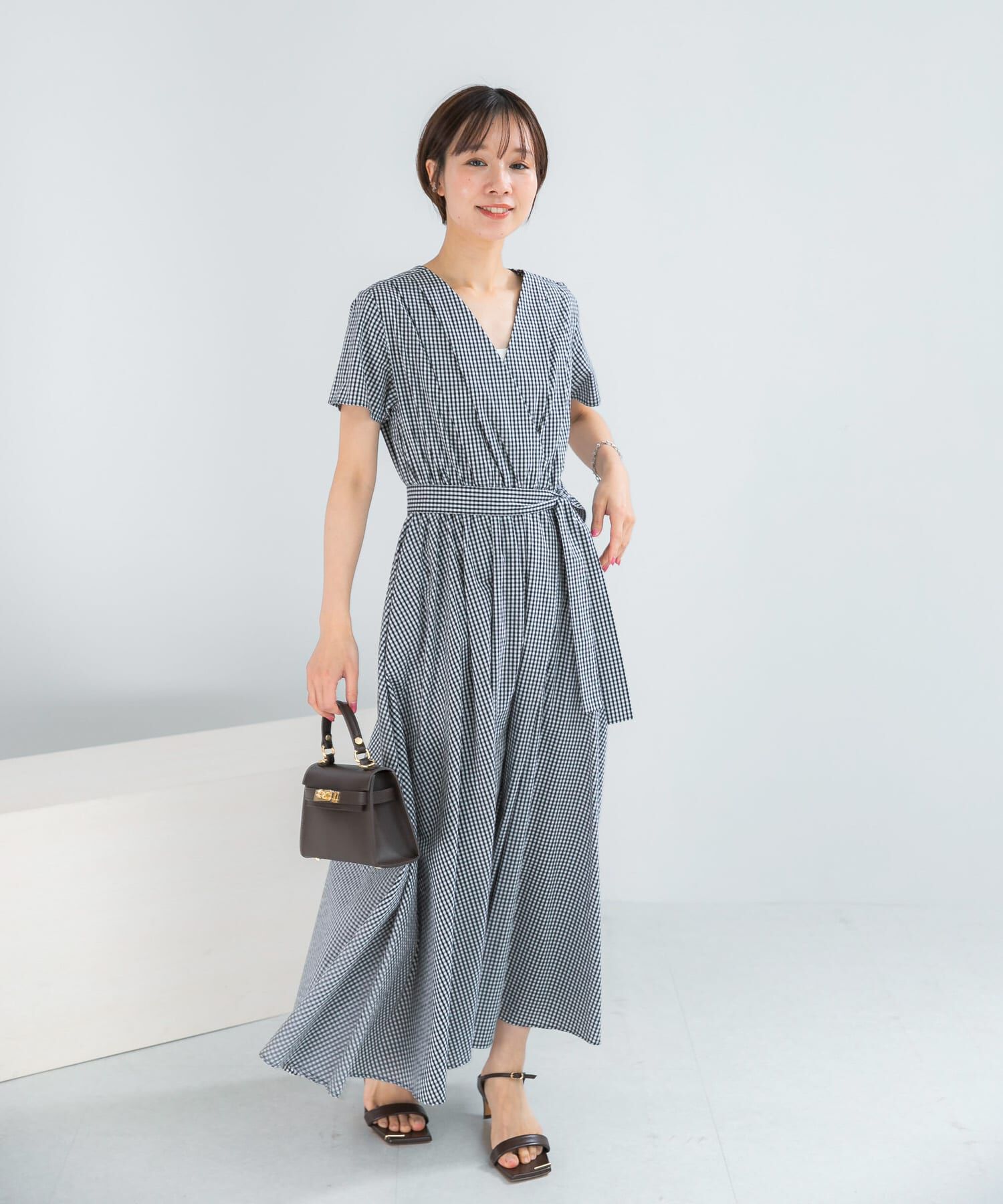 URBAN RESEARCH ROSSO「『WEB/一部店舗限定』チェックカシュクールワンピース」|ワンピース|