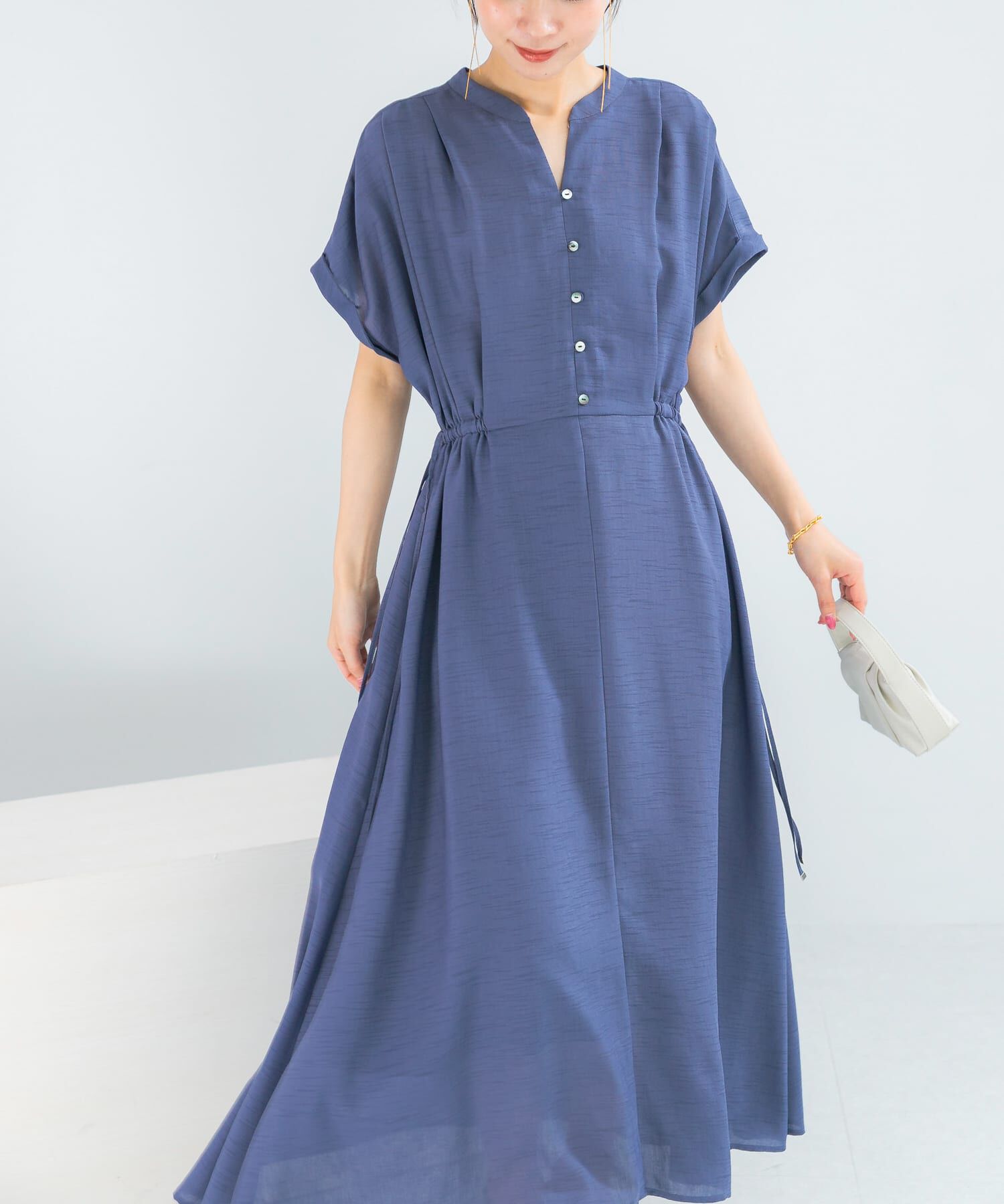 URBAN RESEARCH ROSSO「ウォッシャブルセミシアー2WAYネックワンピース」|ワンピース|