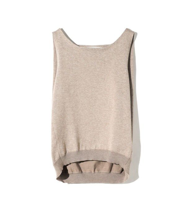 MIDIUMISOLID「MIDIUMISOLID for Ladies タックノースリーブワイドベスト」|ベスト・ジレ|トップベージュ