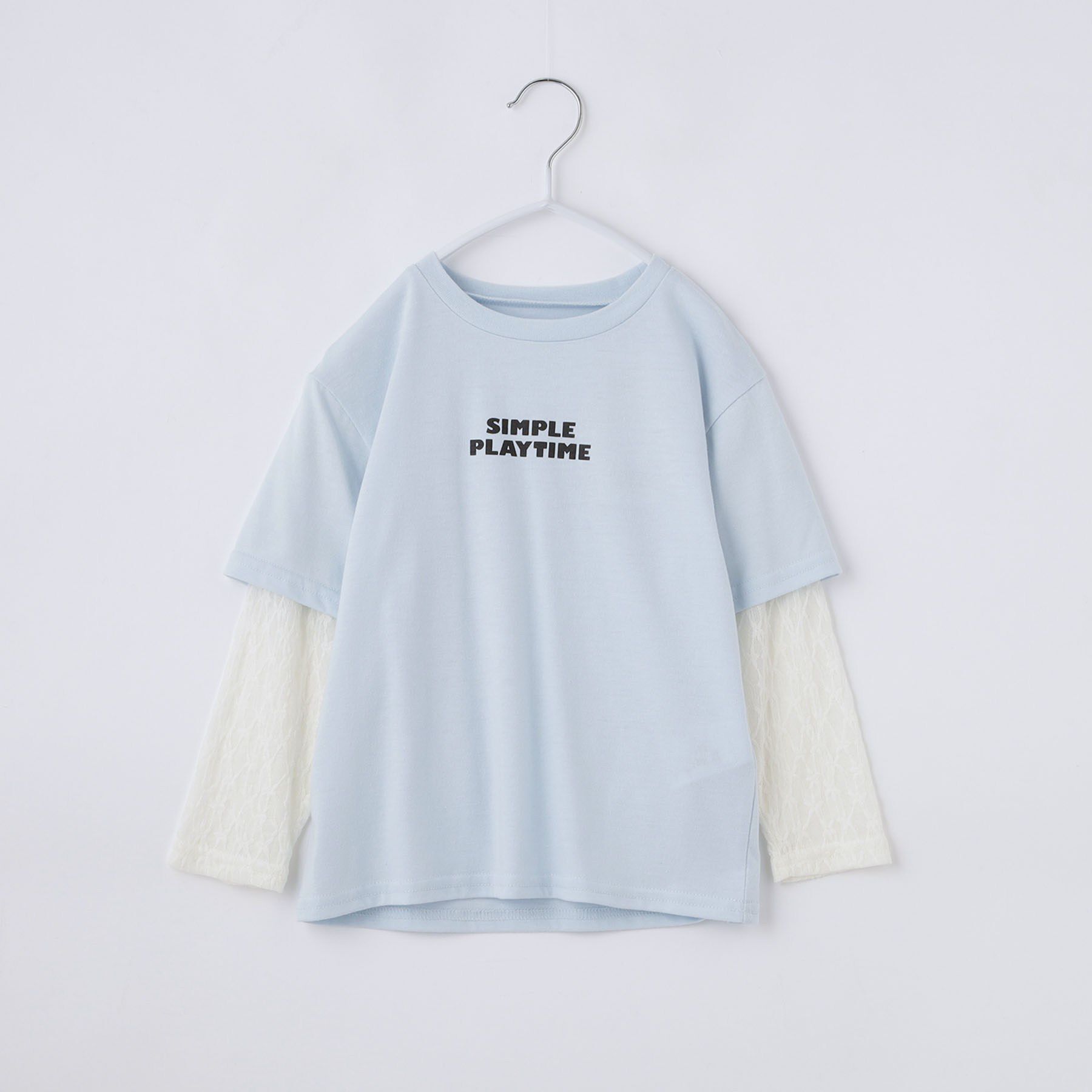 THE SHOP TK「【110-160】袖レイヤード長袖Teeレースアップリケ」|Tシャツ・カットソー|サックスブルー(09