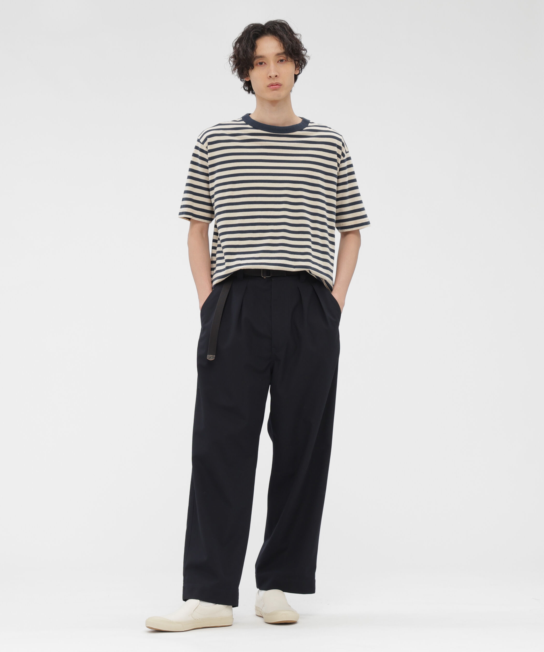 MHL.「COTTON LINEN STRIPE JERSEY TOP」|Tシャツ・カットソー|