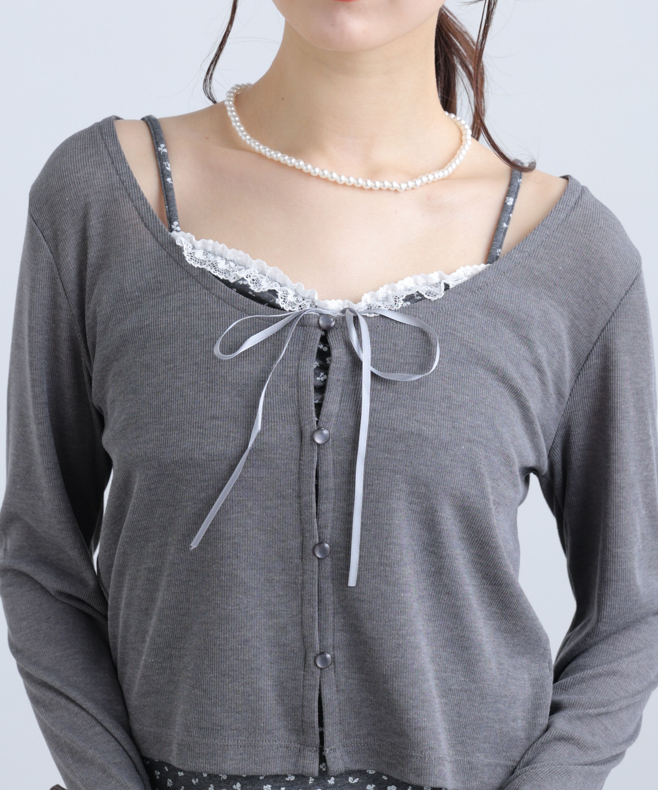  「花柄キャミ&times;カーディガンセット」|Tシャツ・カットソー|