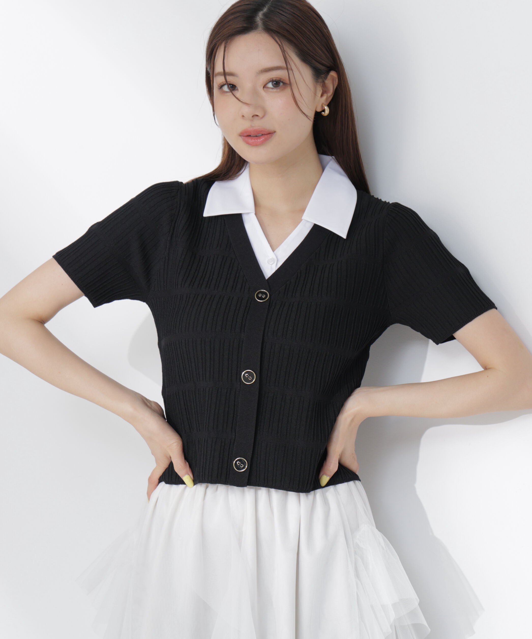 PROPORTION BODY DRESSING「変わり編み襟付きニットトップス」|ニット・セーター|