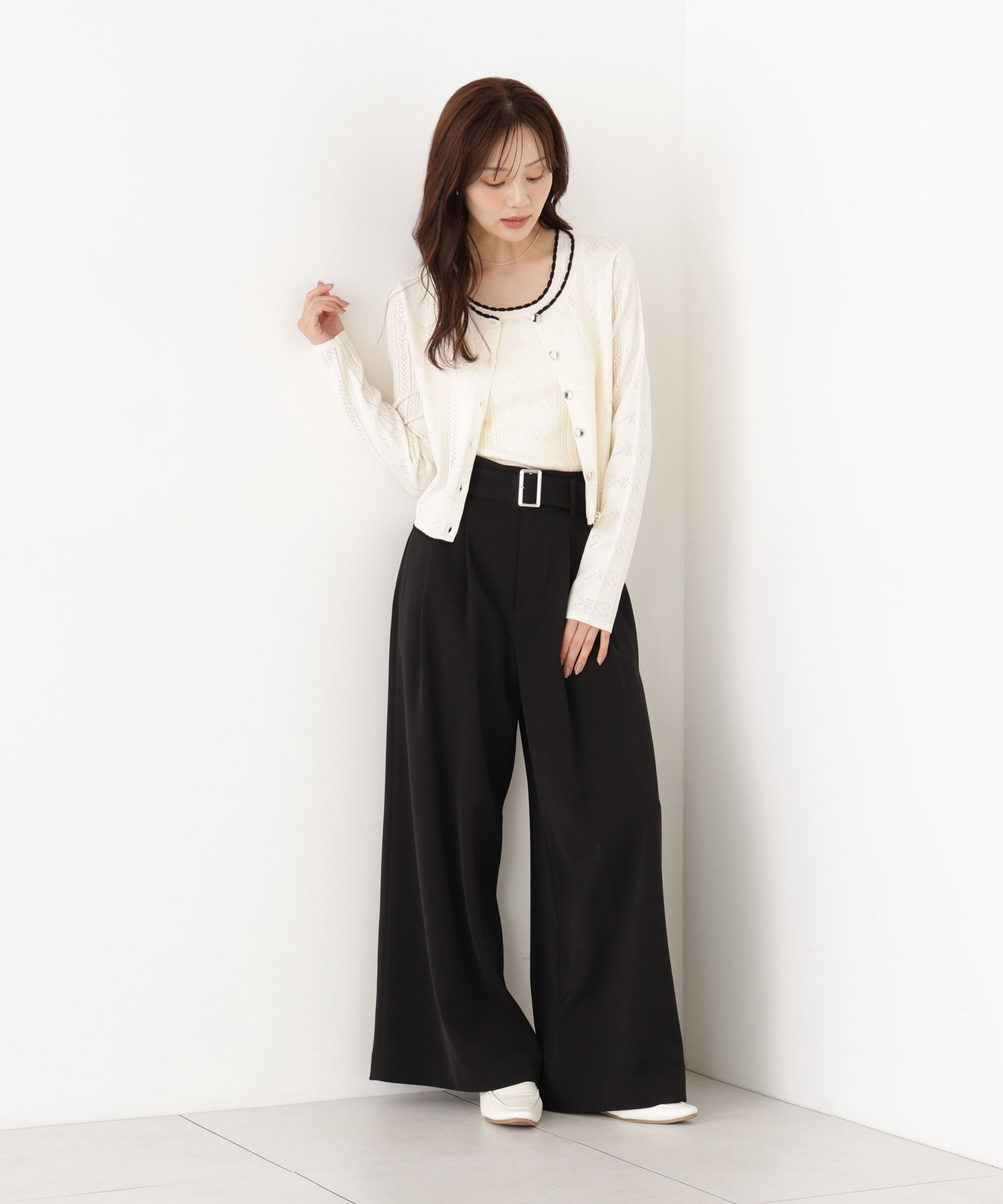 PROPORTION BODY DRESSING「＜a/mie＞パターンメッシュアンサンブルニット」|ニット・セーター|