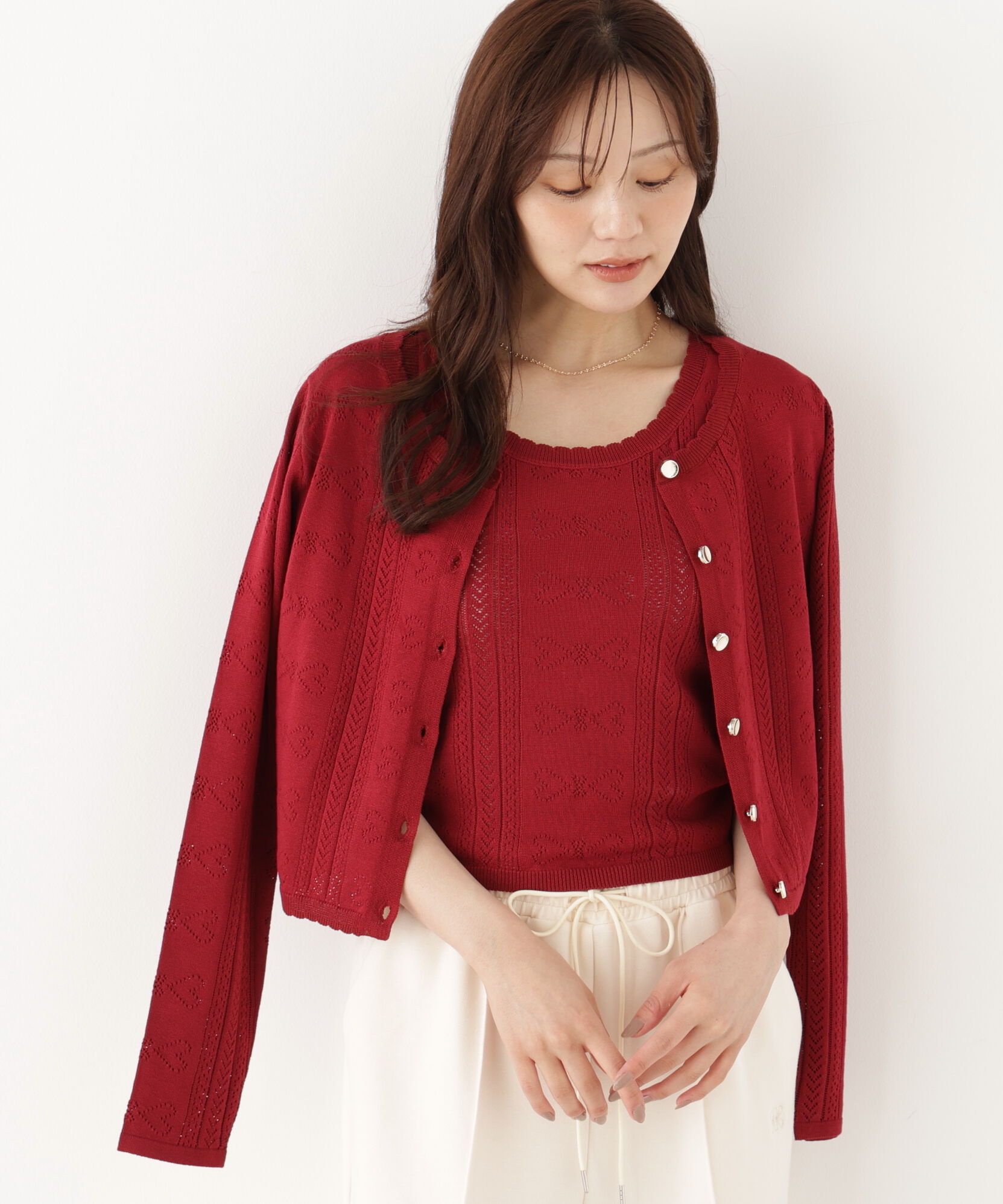 PROPORTION BODY DRESSING「＜a/mie＞パターンメッシュアンサンブルニット」|ニット・セーター|