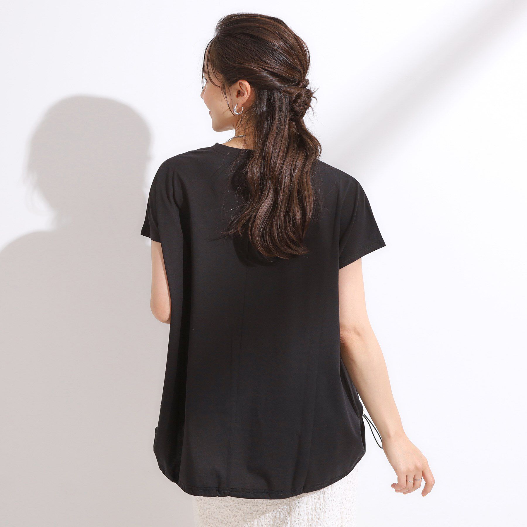 SHOO･LA･RUE「【ひんやり】裾が絞れる フレンチスリーブトップス」|Tシャツ・カットソー|